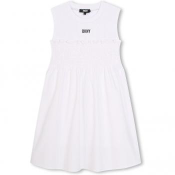 DKNY - Vestido de niña sin mangas con nido de abeja D60111