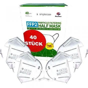SIMPLECASE 40x Mascarilla FFP2 Certificada CE EN149 - Mascarilla de Protección Respiratoria - Protectora Respirador Antipolvo Homologada - Alta filtración - Entrega Rápida