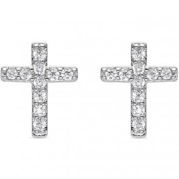 Pendientes Luxenter Cruz de Circonita Brillante y Acabados en Rodio