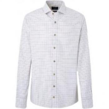 Camisa de Cuadros Blancos y Rojos Hackett London Brushed Tattersall Lg