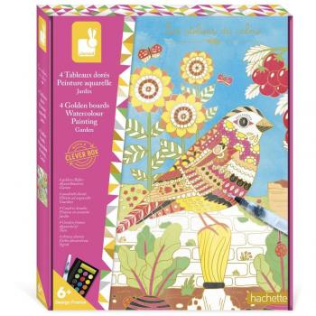 CUADROS DORADOS PINTURA ACUARELA JARDIN