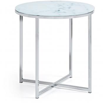 Kavehome Mesa Centro Divid 50 cm, cristal efecto mármol