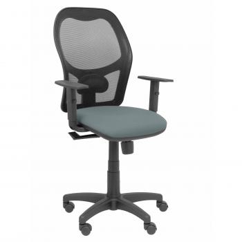 Silla de Oficina Alocén Malla Negra Asiento Bali Gris con Brazos Regulables