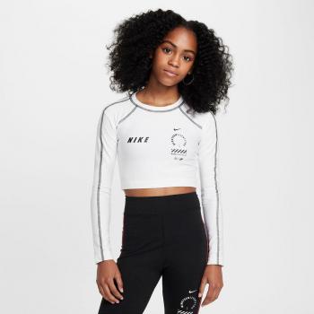 Camiseta Crop Top Nike para Niños - Manga Larga - Blanco - Sportswear