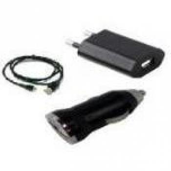 CARGADOR DOMÉSTICO USB DE COCHE CABLE DE DATOS 3 EN 1 OZZZO PARA BLACKBERRY 9800 9810 Torch