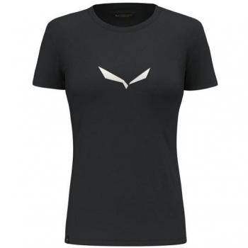 Salewa Solid Dri-Release Women's Short Sleeve Trekking T-Shirt - Black with White Logo