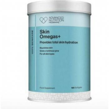 Advanced Nutrition Programme Skin Omegas+ 60 Cápsulas, suplemento dietético en forma de cápsulas que contiene ácidos grasos omega-3 y omega-6, diseñado para mejorar la salud de la piel, favorecer la hidratación y mantener