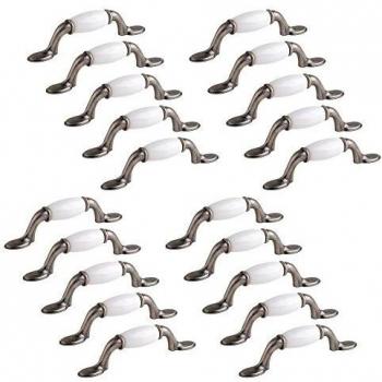 Emuca 9160368 Tirador para Mueble, Plata Envejecida, Set de 20 Piezas
