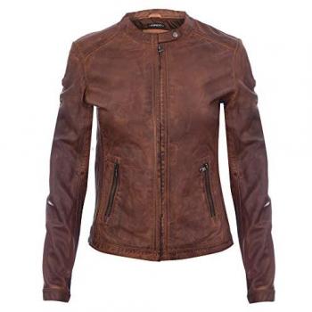 Tan Vintage Leather Biker Jacket - Size 24 UK / EU 52