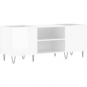 Mueble Discos Madera Contrachapada Blanco Brillo 121x38x48 cm