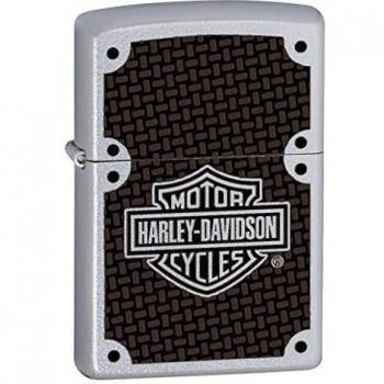ZIPPO 24025 Windproof Lighter Harley-Davidson, Carbon Fiber Classic Style, Satin Chrome Finish