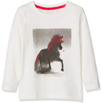NAME IT Nmfrahorse LS Top, Camisa Manga Larga para Niñas, Blanco Snow White, 92