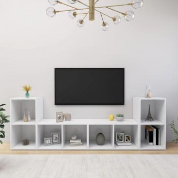 Mueble para TV 4 piezas blanco 72x35x36,5 cm madera multicapa