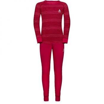 Odlo Set Active Warm Kids-Cerise/Fruit Dove/Stripes, Ropa Interior Unisex para niños, 80