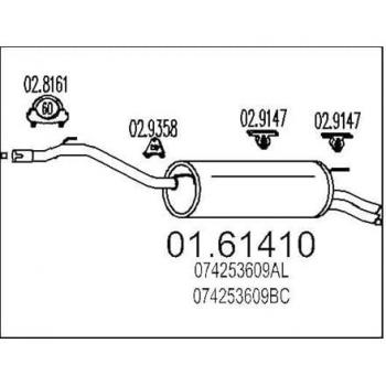 Silenciador trasero MTS 01.61410 para VW Transporter IV (70B, 70C, 7DB, 7DK, 70J, 70K, 7DC, 7DJ) -