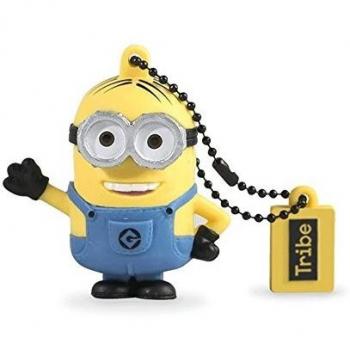 Silver Tribe Los Minions Despicable Me Dave - Memoria USB 2.0 de 16 GB Pendrive Flash Drive de Goma con Llavero, Color Amarillo