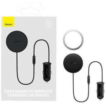 Baseus CW01 Magnetic Car Phone Holder with 15W Wireless Charger and 25W USB-C Port - Black