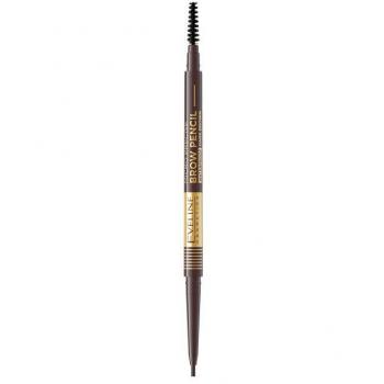 Eveline Cosmetics Micro Precise Waterproof Brow Pencil with 2-in-1 Brush Shade 03 Dark Brown 4 g