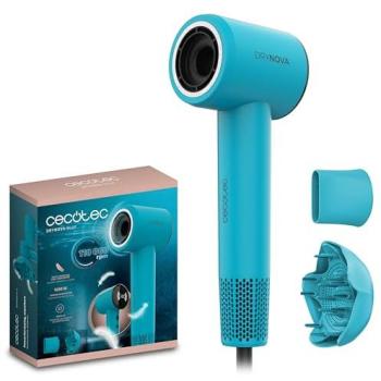 Secador de Pelo Cecotec DryNova Azul 1600W Compacto Iónico Brushless Silencioso con Difusor y Concentrador