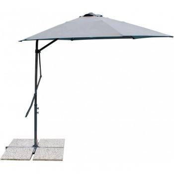 Sombrilla de Jardín 2x3 m con Mástil Lateral, Tela Gris y Resistente al Viento