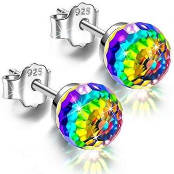 Alex Perry Pendientes plata 925 para mujeres cristales tachuelas para niñas joyería arcoíris regalo día de San Valentín aniversario Navidad día de la madre regalos para mamá regalos de cumpleaños