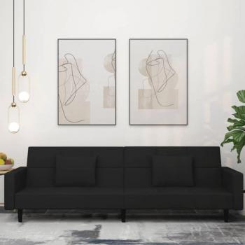 Sofá cama de terciopelo negro con almohadas y cojines Vidaxl