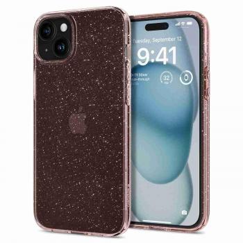 Funda Spigen Liquid Crystal Glitter Rosa para iPhone 15 Plus - Transparente y Brillante