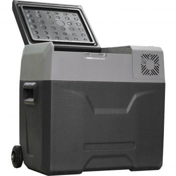 HOMCOM Nevera Portátil Eléctrica 50L con Compresor, Mini Refrigerador de Coche con Pantalla Táctil, Ruedas y Asa, Funcionamiento a 12/24V