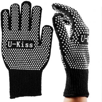 Guantes de Cocina, U-Kiss 2 PCS Guantes del Horno para Barbacoa, Guantes Extremamente Resistentes al Calor Guantes con Aislamiento Guante con Mostaza Antipolvo, Antideslizante