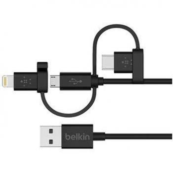 Belkin F8J050bt04-BLK - Cable Micro-USB con Adaptador Lightning y Adaptador USB-C, 1,2 m