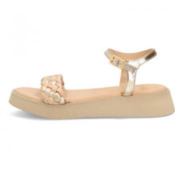 Sandalias con cuña Unisa para mujer en color metal platino