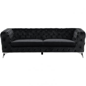 Sofá de 3 plazas en terciopelo verde estilo Chesterfield con respaldo bajo Sotra