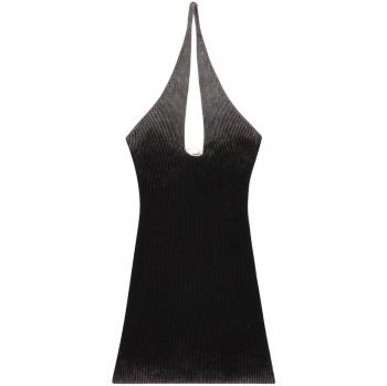 Diesel Women's Cotton V-Necked Dress in Black, Size Medium, A148430PHAV9XX