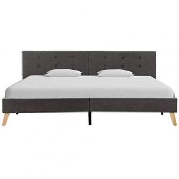 vidaXL Estructura de Cama Tela Somier Mobiliario de Hogar Casa Clásica Práctica Cómoda Moderna Robusta y Duradera Sin Colchón Gris Topo 180x200cm
