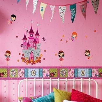 Walplus - Adhesivos Decorativos de Pared, diseño de Castillo y Princesas