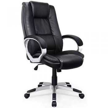 Silla Oficina, IntimaTe WM Heart Ergonómica Silla con Alto Respaldo, Silla Computadora Ajustable, Giratoria Silla 360 Grados, PU Negro