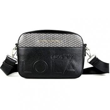 LOLA CASADEMUNT Bandolera Bolso Negro Logotipado Detalles Lc Parte Frontal Inscripción Love By Lola
