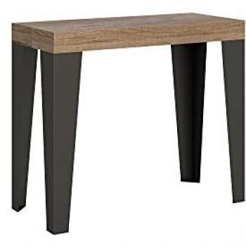 Consola extensible Flame Small 90x40/196 cm Roble Natural Estructura Antracita