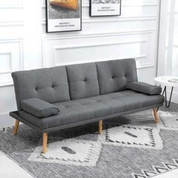 Sofá Cama HOMCOM 3 Plazas Plegable con Respaldo Ajustable de 3 Niveles, Reposabrazos Desmontables y 2 Soportes para Vasos, Dimensiones: 181x