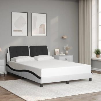 Cabecero de cama blanco y negro 140x190 cm con estructura de cuero sintético