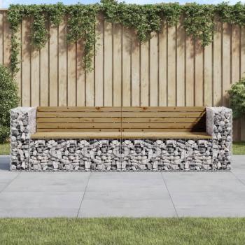 Banco jardín con gaviones de madera de pino impregnada 244x71x65,5 cm marrón