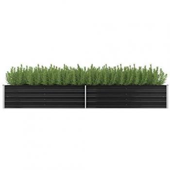 vidaXL Arriate Exterior Grande Macetero Huerto Urbano Maceta XXL Mesa Cultivo Verduras Plantas Flores Acero Galvanizado Gris Antracita 320x80x45 cm