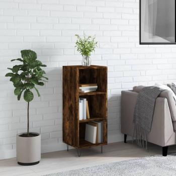Aparador de madera de ingeniería 34,5x32,5x90 cm con puertas y cajón en color roble ahumado, mueble de almacenaje moderno para salón, armario auxiliar y armario de almacenamiento