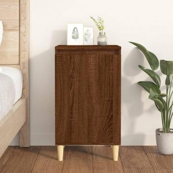 Mesita de noche de madera multicapa en color roble marrón, dimensiones 40x35x70 cm