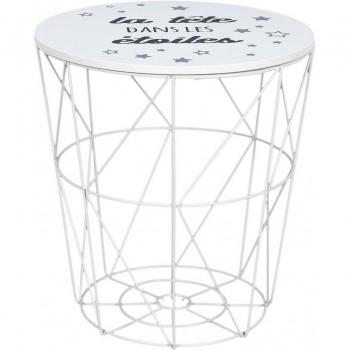 Mesa auxiliar con almacenamiento - Cabeza en las estrellas - D 30 cm - Blanca