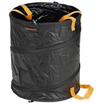 Fiskars Solid Bolsa para jardín con asas, Capacidad: 56 litros, Negro/Naranja, 1015646