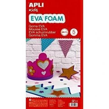 APLI Kids - Bolsa goma EVA rojo, 400x600x2mm 5 hojas
