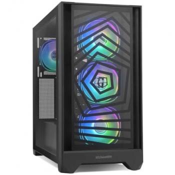 Caja ATX Nox Hummer Plasma - Semitorre, compatibilidad con placas M-ATX y ITX, panel frontal mesh, cristal templado, espacio para 7 ventiladores, 4 ventiladores ARGB preinstalados