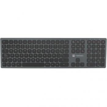 Natec NKL-1830 Teclado Inalámbrico RF + Bluetooth QWERTY Español Negro, Gris Slim X-Scissors Aluminio