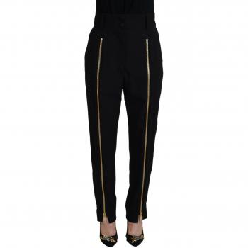 Dolce & Gabbana Black Wool High Waist Tapered Pants - IT40|S, Size: XS, Female